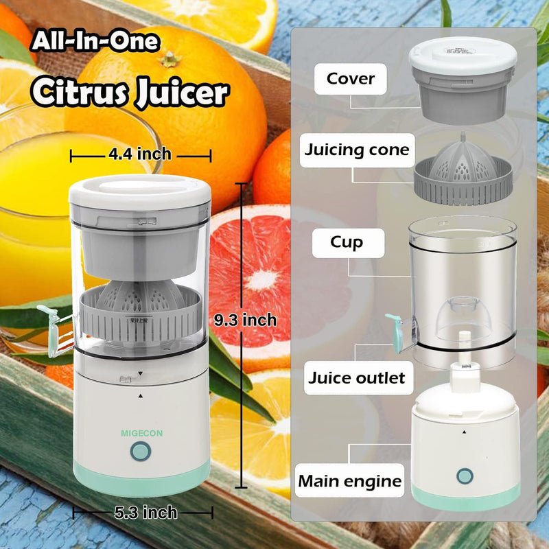 Espremedor de Laranjas e Limões Citrus Juice Elétrico a Bateria USB 360°