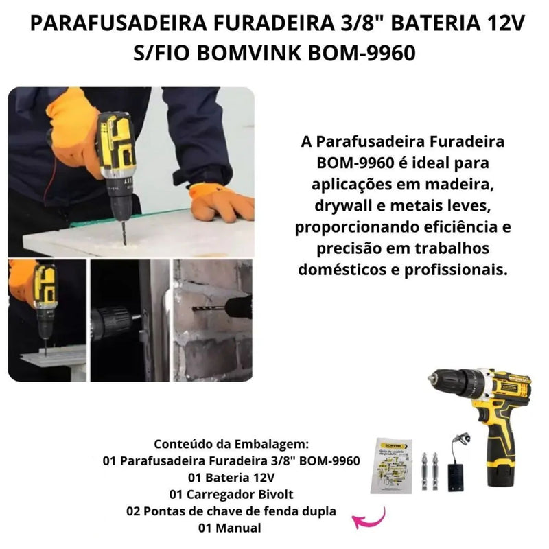 Parafusadeira 12V BOM-9960 Bomvink